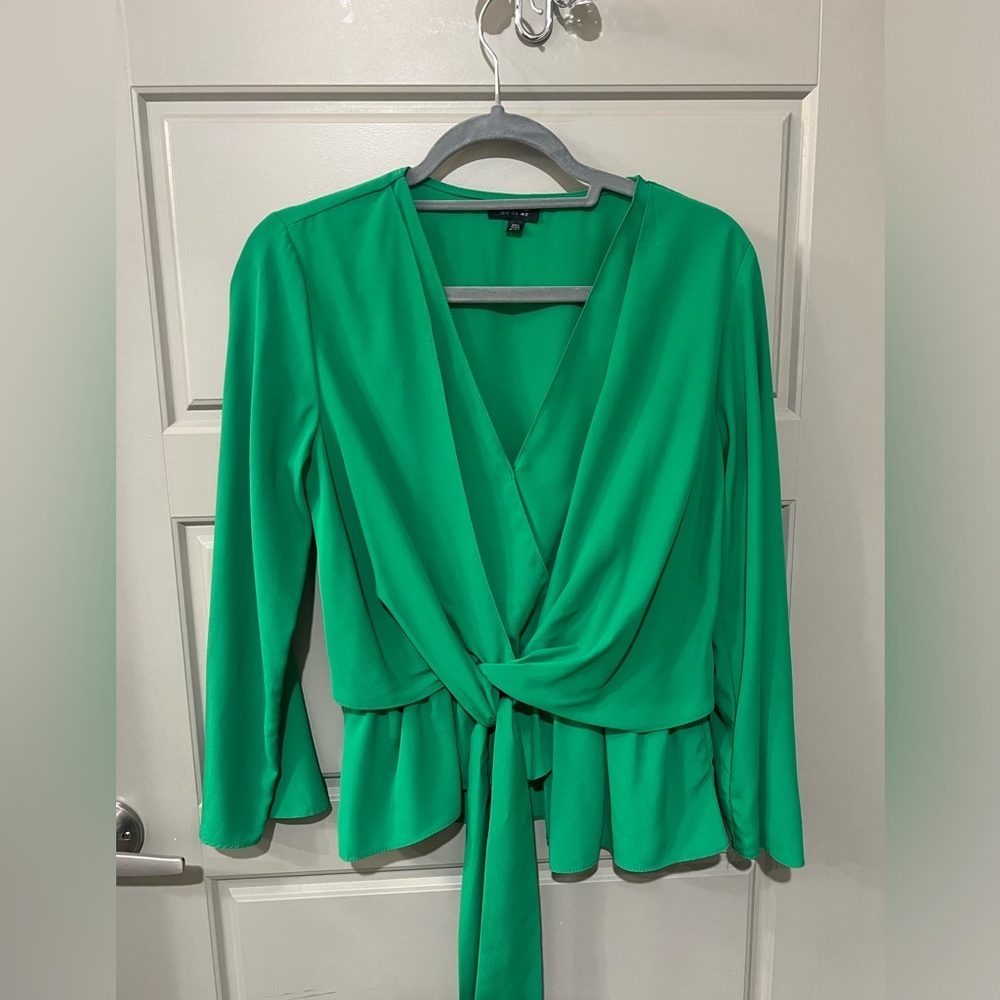 Topshop Green Wrap Top